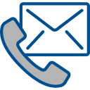 Icon representing contact options with a phone receiver and envelope, ideal for communication via phone and email.