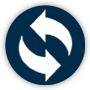 Icon showing two curved arrows forming a circular motion, symbolizing rotation, recurring processes or continuous exchange