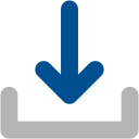 Icon showing a downward arrow pointing into a tray, symbolizing a download action.